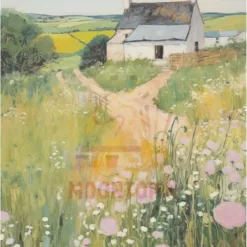 Serene Meadow Path Acrylic Countryside Painting in illinois